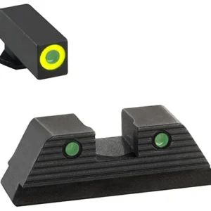 AmeriGlo GL820 Trooper Sight Set for Glock  Black | Green Tritium with Lumigreen Outline Front Sight Green Tritium with Black Outline Rear Sight