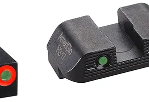 AmeriGlo GL823 Trooper Sight Set for Glock  Black | Green Tritium with Orange Outline Front Sight Green Tritium with Black Outline Rear Sight
