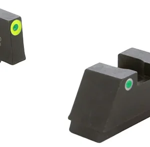 AmeriGlo GL333 Optic Compatible Sight Set for Glock  Black | XL Tall Green Tritium with Lumigreen Outline Front Sight XL Tall Green Tritium with White Outline Rear Sight