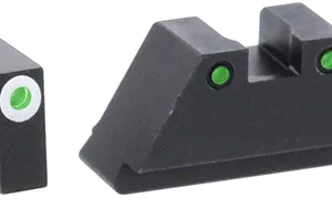 AmeriGlo GL152 Optic Compatible Sight Set for Glock  Black | XL Tall Green Tritium with White Outline Front Sight XL Tall Green Tritium with Black Outline Rear Sight