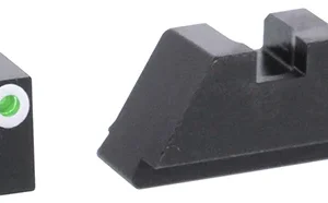 AmeriGlo GL411 Optic Compatible Sight Set for Glock  Black | XL Tall Green Tritium with White Outline Front Sight XL Tall Black Rear Sight