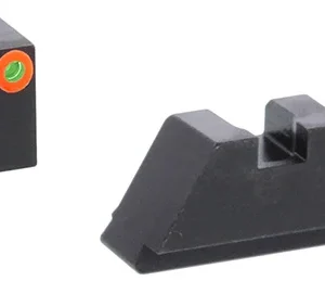AmeriGlo GL511 Optic Compatible Sight Set for Glock  Black | XL Tall Green Tritium with Orange Outline Front Sight XL Tall Black Rear Sight