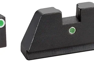 AmeriGlo GL191 Optic Compatible Sight Set for Glock  Black | XL Tall Green Tritium with White Outline Front Sight XL Tall Green Tritium i-Dot Rear Sight