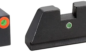 AmeriGlo GL291 Optic Compatible Sight Set for Glock  Black | XL Tall Green Tritium with Orange Outline Front Sight XL Tall Green Tritium i-Dot Rear Sight