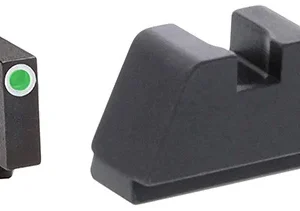 AmeriGlo GL481 Optic Compatible Sight Set for Glock  Black | 2XL Tall Green Tritium with White Outline Front Sight 2XL Tall Black Rear Sight