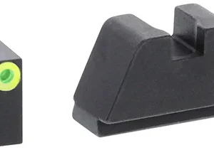 AmeriGlo GL681 Optic Compatible Sight Set for Glock  Black | 2XL Tall Green Tritium with Lumigreen Outline Front Sight 2XL Tall Black Rear Sight