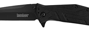 Kershaw 1990 Brawler  3" Folding Tanto Plain Black Oxide 8Cr13MoV SS Blade Black Glass-Filled Nylon Handle Includes Pocket Clip