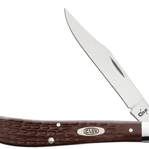 Case 00135 Trapper Slimline 3.25" Folding Clip Point Plain As-Ground Tru-Sharp SS Blade/Brown Jigged Synthetic Handle