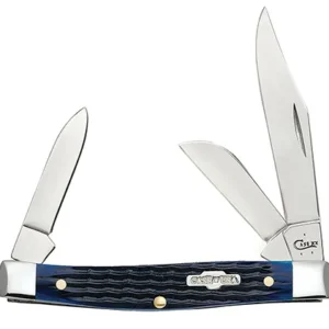 Case 02806 Stockman  Medium 2.42"/1.58"/1.57" Folding Clip/Sheepsfoot/Pen Plain Mirror Polished Tru-Sharp SS Blade/Rogers Corn Cob Jigged Blue Bone Handle