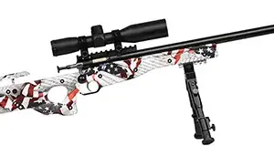 Crickett KSA2153 Precision Complete Package 22 LR 1rd 16.12" Blued American Flag & Amendment Fixed Thumbhole Stock Right Hand (Youth)