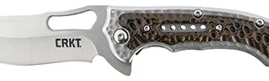 CRKT 5470 Fossil  3.96" Folding Drop Point Plain Satin 8Cr13MoV SS Blade/ Brown G10/SS Handle Includes Pocket Clip