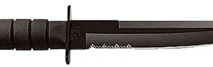 Ka-Bar 1245 Tanto  8" Fixed Tanto Part Serrated Black 1095 Cro-Van Blade, Black Kraton G Handle, Includes Sheath
