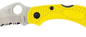 Spyderco C28SYL2HB Dragonfly 2 Salt 2.30" Folding Hawkbill Serrated H2 Steel Blade Yellow FRN Handle, Includes Pocket Clip