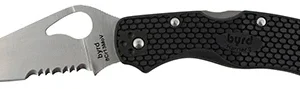 Spyderco BY01PSBK2 Byrd Harrier 2 Lightweight 3.36" Folding Part Serrated 3Cr13MoV SS Blade Black  Textured FRN Handle Includes Pocket Clip