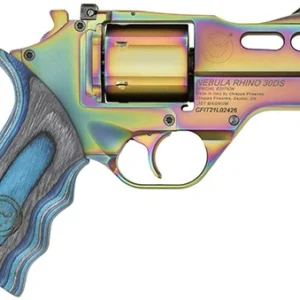 Chiappa Firearms CF340319 Rhino 30DA Nebula *CA Compliant 357 Mag 6 Shot, 3" Rainbow PVD Steel Vent Rib Barrel & Cylinder, Rainbow PVD Aluminum Frame, Blue Laminate Grip, Exposed Hammer