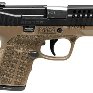 Savage Arms 67007 Stance  9mm Luger 7+1/8+1 3.2" Barrel, Flat Dark Earth Polymer Frame, Serrated/Ported Black Nitride Slide, Interchangeable Backstrap, No Manual Safety, Night Sights