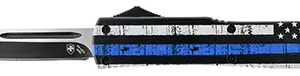 Templar Knife MBTB231 Back The Blue Slim 3.16" OTF Tanto Plain Powdered D2 Steel Blade Blue/White/Black Zinc Aluminum Alloy Handle