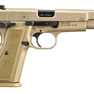 FN 66101069 High Power  9mm Luger 17+1, 4.70" Black Target Crown Steel Barrel, Flat Dark Earth PVD Serrated Steel Slide & Steel Frame w/Beavertail, FDE Textured Polymer Grip, Ambidextrous