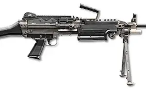 FN 46100169 M249S  5.56x45mm NATO 18.50" Barrel 30+1 Mag Or 200rd Belt Capacity, Black  Fixed Hydraulic Buffer Stock, Non-Slip Buttplate, Optics Ready
