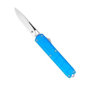 CobraTec Knives CTEBLUM390DNS Enforcer  3.25" OTF Drop Point Plain M390 Steel Blade/Blue Aluminum Handle