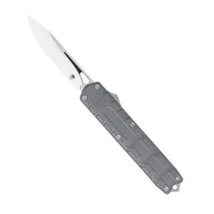 CobraTec Knives CTEGRYM390DNS Enforcer  3.25" OTF Drop Point Plain M390 Steel Blade/Gray Aluminum Handle