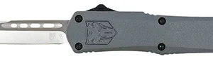 CobraTec Knives SGYFS3DNS FS-3  Small 2.75" OTF Plain D2 Steel Blade/Gray Aluminum Handle Features Glass Breaker Includes Pocket Clip