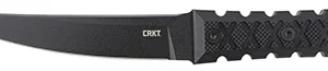 CRKT 2927 HZ6  6.50" Fixed Plain Black Matte Baked-On Anti Rust SK-5 Steel Blade/Black w/Carved X's G10 Handle Includes Sheath