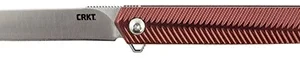 CRKT K820BXP Stylus  3.18" Folding Drop Point Plain Satin 12C27 Sandvik Blade/Maroon Aluminum Handle Includes Pocket Clip