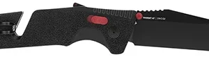 S.O.G SOG11120441 Trident AT 3.70" Folding Tanto Plain Black TiNi Cryo D2 Steel Blade/Black w/Red Accents GRN Handle Features Line Cutter/Glass Breaker