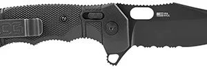 S.O.G SOG12210557 Seal XR 3.90" Folding Clip Point Part Serrated Black Cerakote S35VN SS Blade/Black GRN Handle Includes Belt Clip