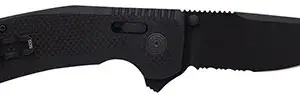 S.O.G SOG12380341 SOG-TAC XR 3.39" Folding Clip Point Part Serrated Black TiNi Cryo D2 Steel Blade Blackout G10 Handle Includes Pocket Clip