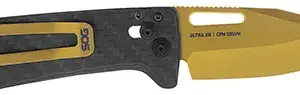S.O.G SOG-12-63-02 Ultra XR  2.80" Folding Clip Point Plain Gold TiNi Cryo S35NV Steel Blade/Black Textured Carbon Fiber Handle Includes Pocket Clip