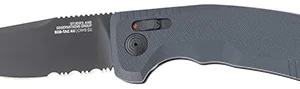 S.O.G SOG15380257 SOG-TAC Auto 3.43" Folding Part Serrated Black TiNi Cryo D2 Steel Blade Black Micro-Textured Anodized Aluminum Handle Includes Pocket Clip