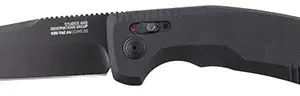S.O.G SOG15380357 SOG-TAC Auto 3.43" Folding Tanto Plain Black TiNi Cryo D2 Steel Blade Black Micro-Textured Anodized Aluminum Handle Includes Pocket Clip