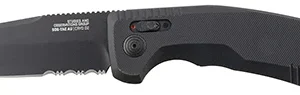 S.O.G SOG15380457 SOG-TAC Auto 3.43" Folding Tanto Part Serrated Black TiNi Cryo D2 Steel Blade Black Micro-Textured Anodized Aluminum Handle Includes Pocket Clip