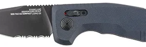 S.O.G SOG-15-38-08 SOG-TAC Auto Compact 2.94" Folding Straight Back Part Serrated Black TiNi Cryo D2 Steel Blade Black Micro-Textured Anodized Aluminum Handle Includes Pocket Clip