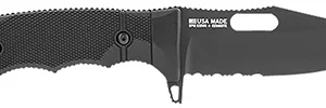 S.O.G SOG17210157 Seal FX 4.30" Fixed Clip Point Part Serrated Black Cerakote CPM S35VN SS Blade/Black GRN/SS Handle Includes Sheath
