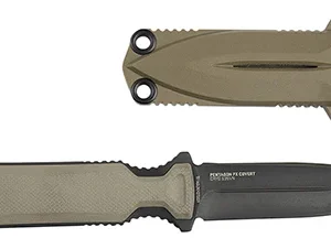 S.O.G SOG17610457 Pentagon FX Covert 3.41" Fixed Spear Point Plain Black Titanium Nitride Cryo CPM S35VN Blade/G10 Flat Dark Earth Handle