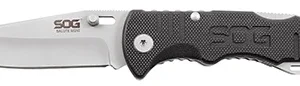 S.O.G SOGFF1001C Salute Mini 3.10" Folding Clip Point Plain Bead Blasted 8Cr13MoV SS Blade Black G10 Handle Includes Pocket Clip