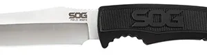 S.O.G SOGFK1001CP Field  4" Fixed Clip Point Plain Satin 7Cr17MoV SS Blade Black TPR Handle Includes Sheath