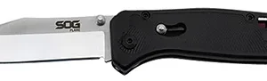 S.O.G SOGFLA1001CP Flare  3.50" Folding Plain Clip Point Satin Polished/Black GRN Handle