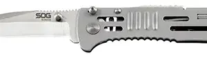 S.O.G SOG-SJ31-CP SlimJim  3.18" Folding Clip Point Plain Satin AUS-8A SS Blade Bead Blasted 420 Stainless Steel Handle Includes Belt Clip