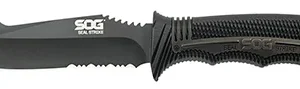 S.O.G SOGSS1003CP Seal Strike 4.90" Fixed Clip Point Part Serrated AUS-8A SS Blade Black Textured GRN/SS Handle Includes Belt Clip/Sheath