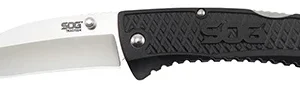S.O.G SOG-TD1011-C Traction  3.50" Folding Clip Point Plain Satin 5Cr13MoV SS Blade Black Textured GRN Handle Includes Pocket Clip