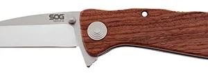 S.O.G SOGTWI17CP Twitch II 2.65" Folding Drop Point Plain Satin AUS-8A SS Blade Brown Rosewood Handle Includes Pocket Clip