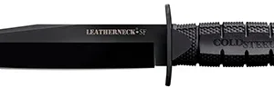 Cold Steel CS39LSFC Leatherneck Semper-Fi 6.75" Fixed Clip Point Plain Black Matte Powder Coat D2 Steel Blade/5" Black Deep Checkered w/Double Quillon Guard Griv-Ex Handle Includes Belt Loop/Sheath