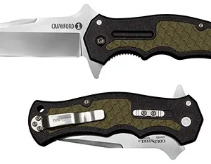 Cold Steel CS20MWCZ Crawford 1 3.50" Folding Plain Clip Point 4034 Stainless Steel Blade Black w/OD Green Traction Inlays GRN Handle Blister Pack Packaging