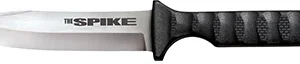 Cold Steel CS-53NBS Spike  4" Fixed Bowie Plain 4116 Stainless Steel Blade/Black Scalloped Griv-Ex Handle Includes Sheath