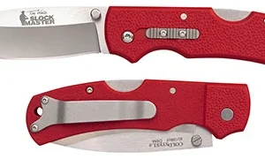 Cold Steel CS23JK Double Safe Slock Master 3.50" Folding Drop Point Plain 8Cr13MoV SS Blade/Red Textured GFN Handle Includes Pocket Clip