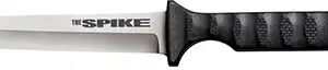 Cold Steel CS-53NCC Spike  4" Fixed Drop Point Plain Cryo 4116 SS Blade/Black Scalloped Griv-Ex Handle Includes Bead Chain Lanyard/Sheath